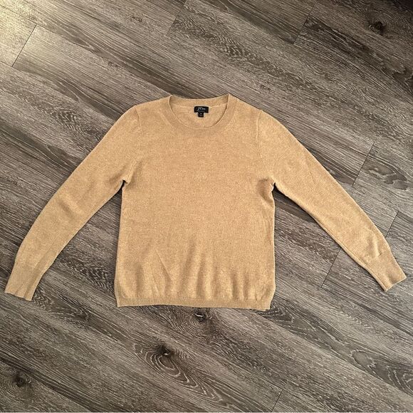 J Crew Tan Cashmere Crewneck Sweater - Picture 1 of 7